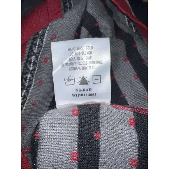 Woolrich Sweater Womens Size L Red Cabin Forest Moose Winter Scene Zip Cardigan - Picture 8 of 11